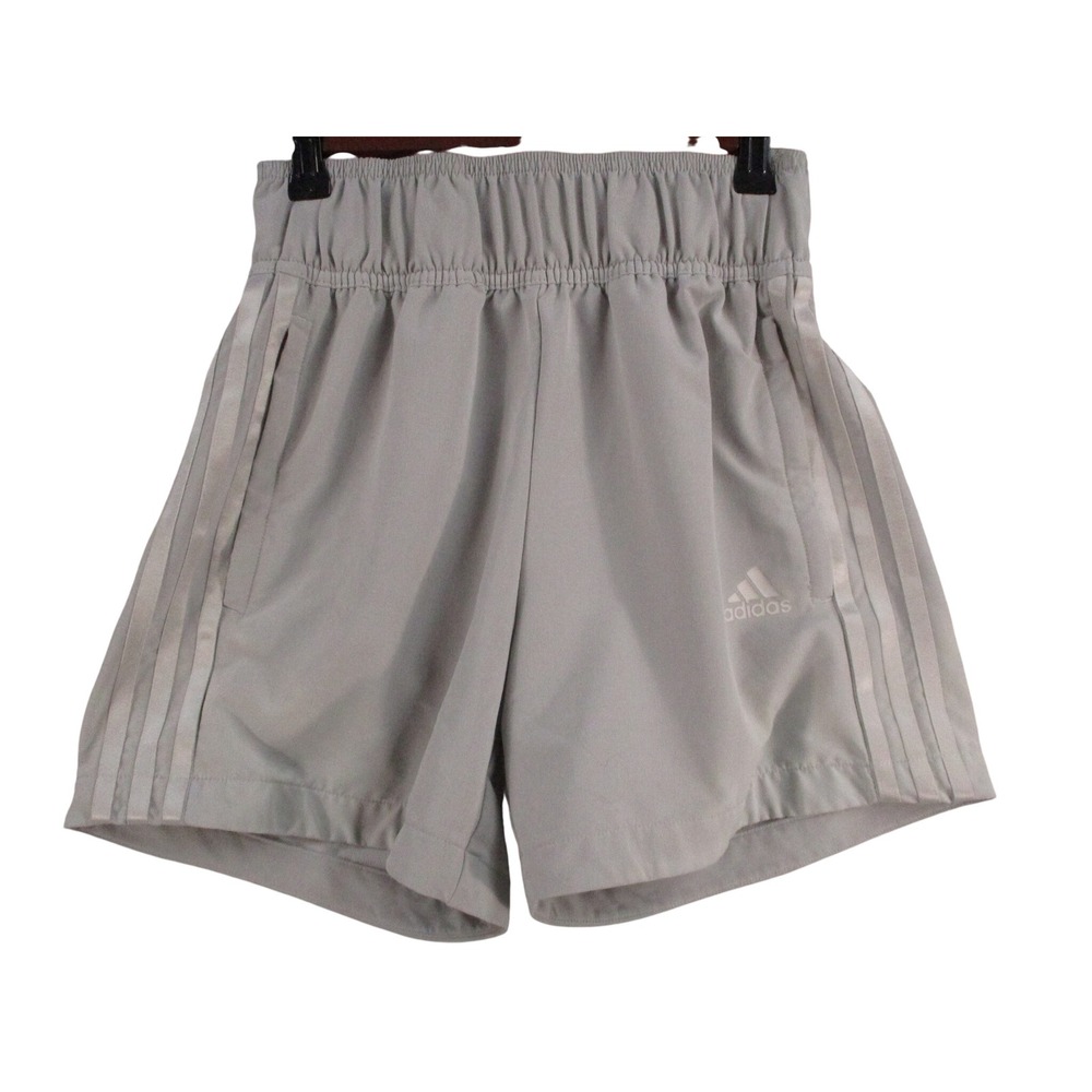 Adidas Womens Gray High Waisted 3-Stripe Athletic Shorts Size XS 102213-11